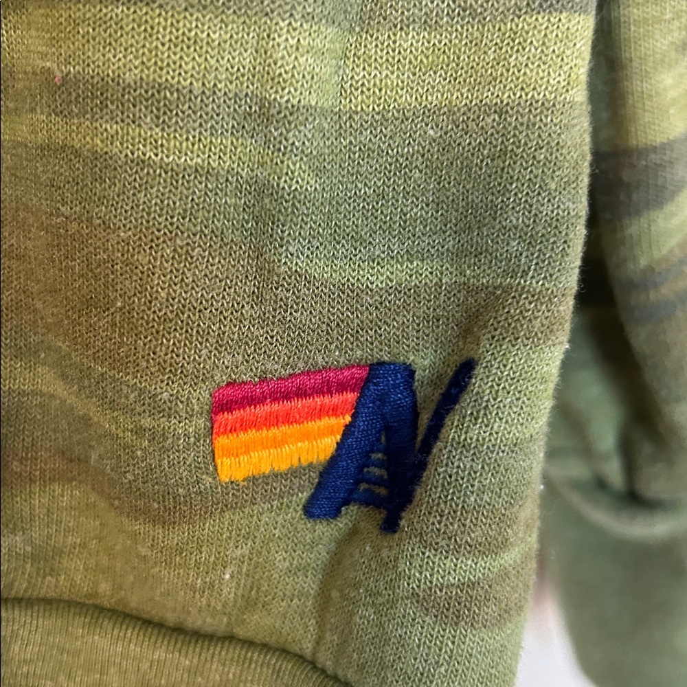 Aviator Nation Olive Camo Crewneck with Rainbow Logo - Picture 2 of 5